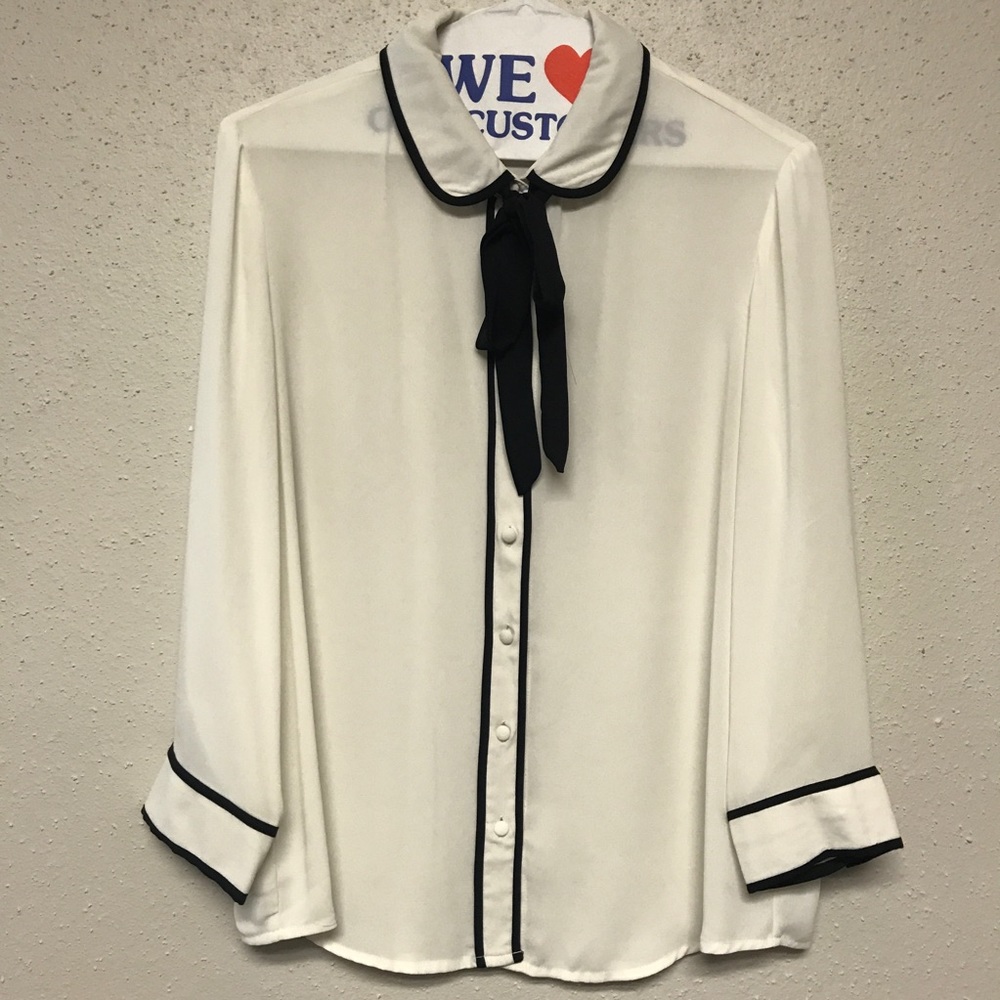 Off-white flowy chiffon blouse